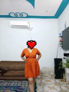 Chic Orange Wrap Dress (34 To 38 Bust)