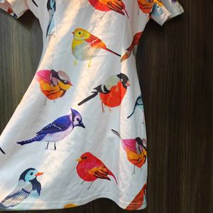Bird Print Casual Dress