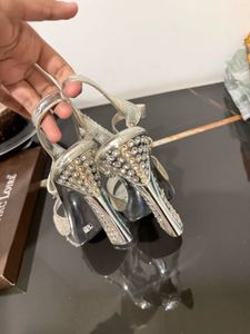 Sparkly Silver Silky Line Heels