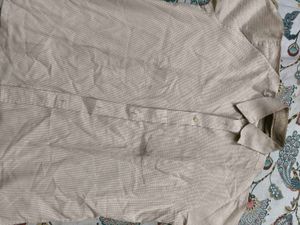 Cream Check Full Sleeves Used Shirt In Xl Size