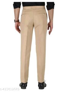 Men's Beige Slim Fit Formal Trousers