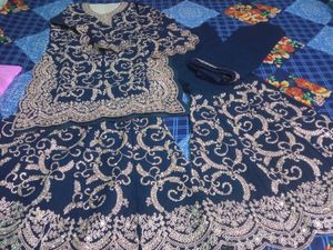 Embroidered Navy Blue Salwar Kameez