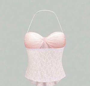 Floral Lace Lady Bow Halter Top