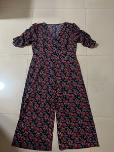 Floral Ajio Jumpsuit With Buttons In Front