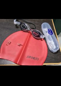 Swim Cap, Goggles, and Case