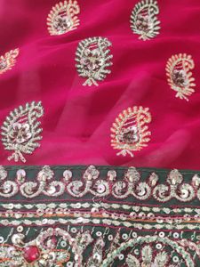 Beautiful Red Georgette Saree