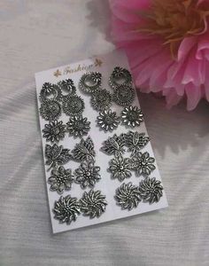Stylish Oxidized Silver Stud Earrings Set