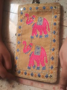 Unused Velvety Soft Elephant Emroidry Mobile Pouch