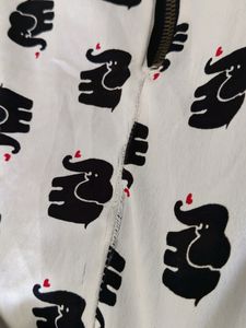 Elephant Print Black And White Top