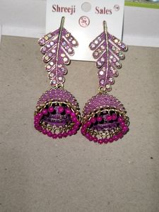 Leave Pattern Jhumkhas Earing