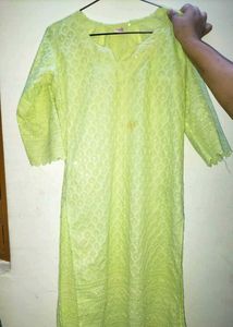 Lime Green Embroidered Kurti