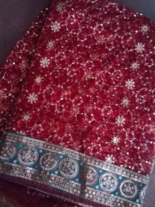 Maroon Sequin Saree