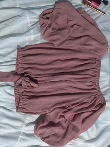 Dusty Rose Off-Shoulder Top