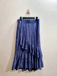 Blue Lace Ruffle Skirt