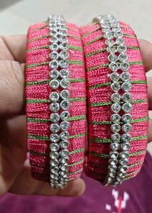 Pink & Silver Bangles