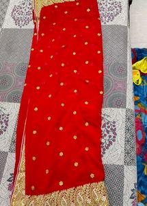Hot Red Colour Saree With Blouse