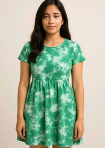 Green Tie-Dye T-Shirt Dress