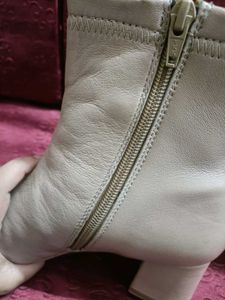 leather Beige Ankle Boots