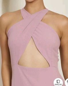 Shein Elegant Lilac Halter Neck Front Cut-Out Mini