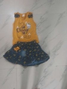 Girl's Yellow Top and Skirt Set