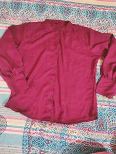 Madarin Collar Purple Georgette Shirt