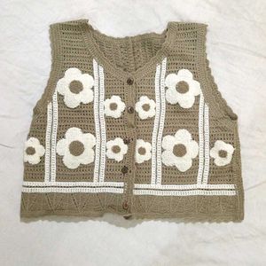 Crochet Floral Vest