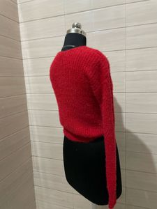 NO Boundaries knit red Pearl sweater for women