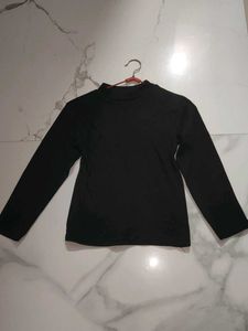 Dark Black Mock Neck Top