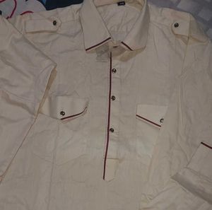 Vintage Cream Button-Down Punjabi.