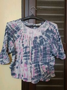 Tie-Dye Top with Lace Detail