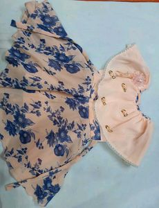 Peach Floral Dress For Girl