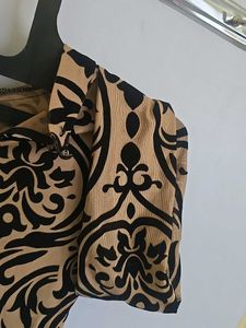 Baroque Print Long Sleeve Crop Top