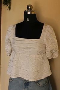 H&amp;M White Puff Sleeve Top