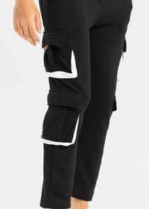 Snitch Black Cargo Joggers with White Detail