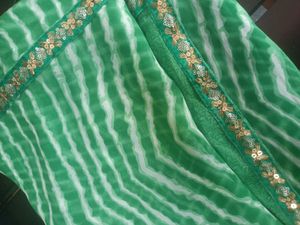 Elegant Green Striped Saree