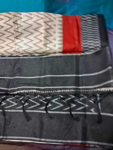 Brand New Black and White Ikat Saree
