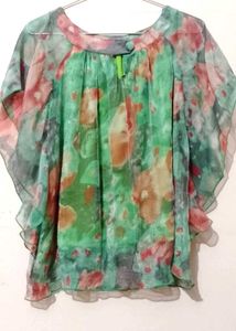 Sheer Floral Print Top