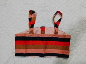 Striped Button Crop Top