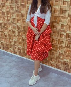 Women Frill Dress With Crop Shrug