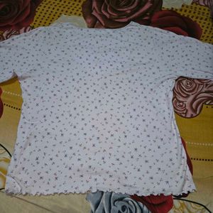 Women&#39;s White Purple Floral Top