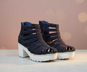 Denim Platform Heels (gladiator heel)