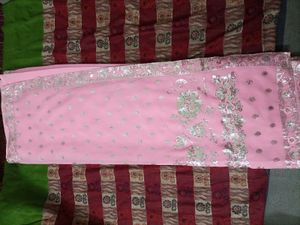Pink Sequin Detail Saree
