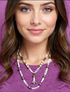 White Seed Bead &amp; Crystal 2-Piece Necklace