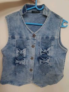 Blue Denim Crop Shrug