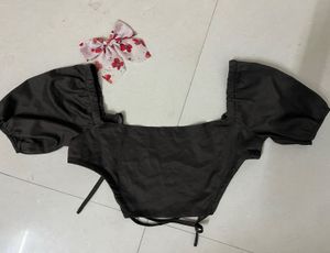 Brown Cropped Tie Top