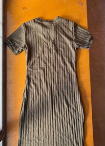 Olive Green Ribbed Bodycon Dress