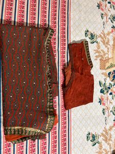 Jari Border Rust Saree