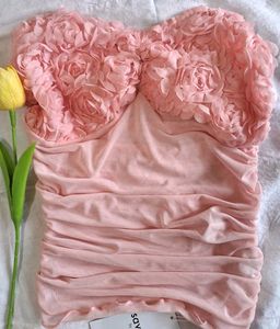 Pink Rose Bustier Top