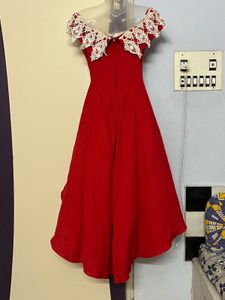 Pintrest Princess Having Cancan Red High-Low Dress