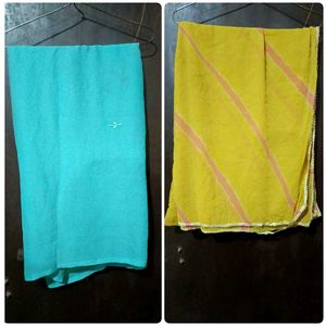 2 Dupattas: Teal & Yellow Bandhani